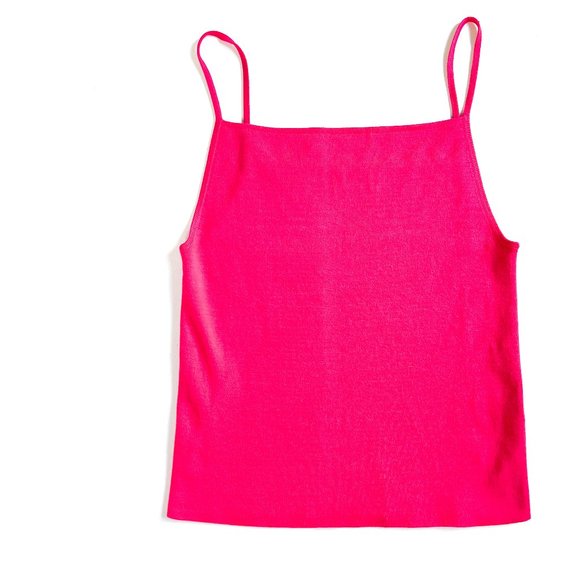 Anthropologie Tops - anthropologie hot pink tank top square neckline size L
